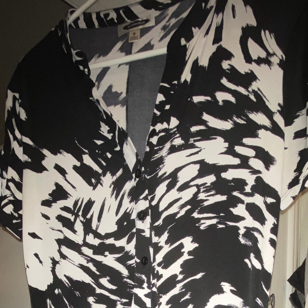 Belted Black and white pattern dress